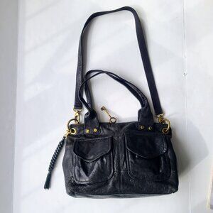 Fossil Black Genuine Leather Boho Coachella Grunge Bag